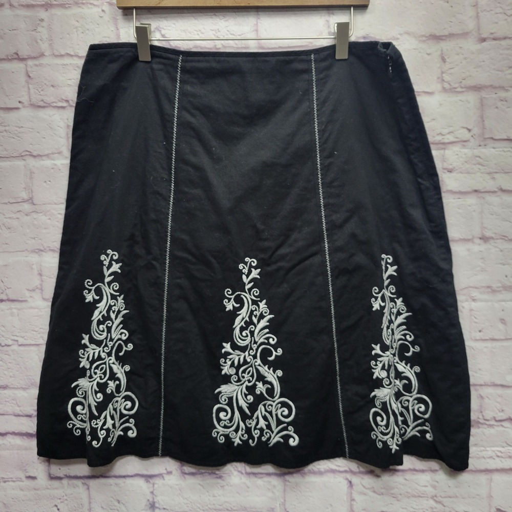 George Embroidered Aline Skirt Sz 16 Dark‎ Fairy Cottagecore Boho Whimsigoth